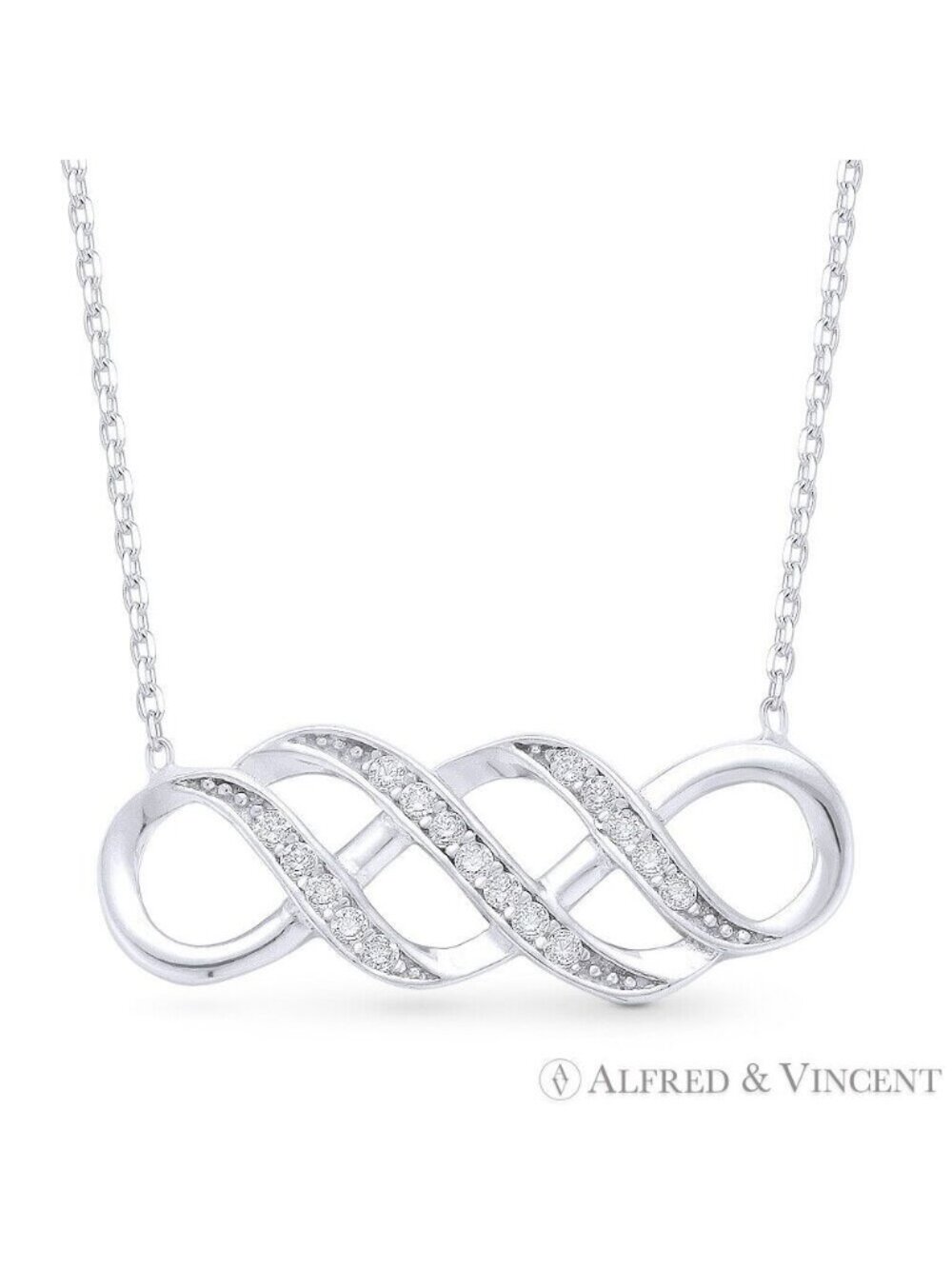 Double-Infinity CZ Charm Pendant in .925 Sterling Silver w/ Rhodium